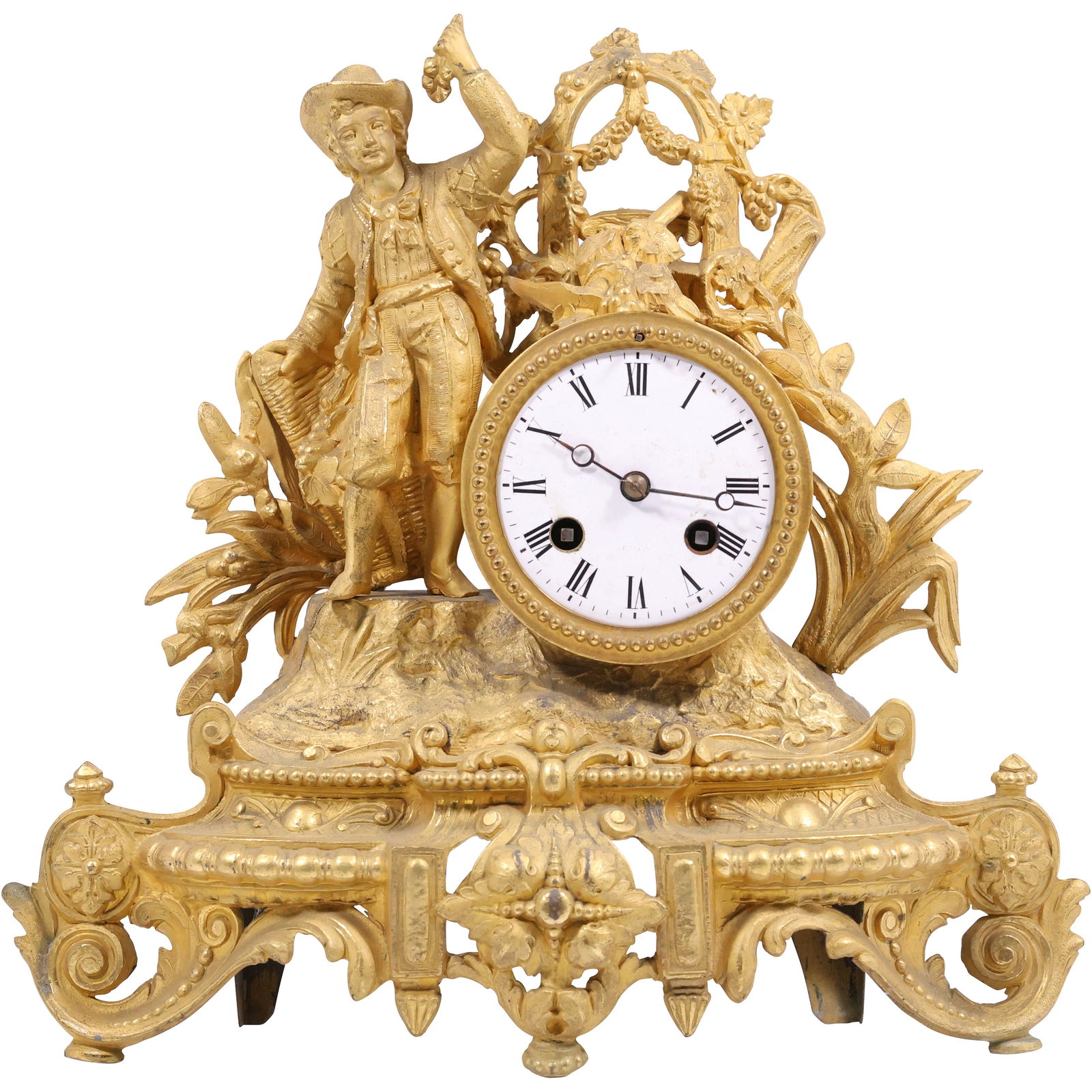 1878 French figural mantel clock with PH Mourey 78 Gilt Metal (1 of 18)