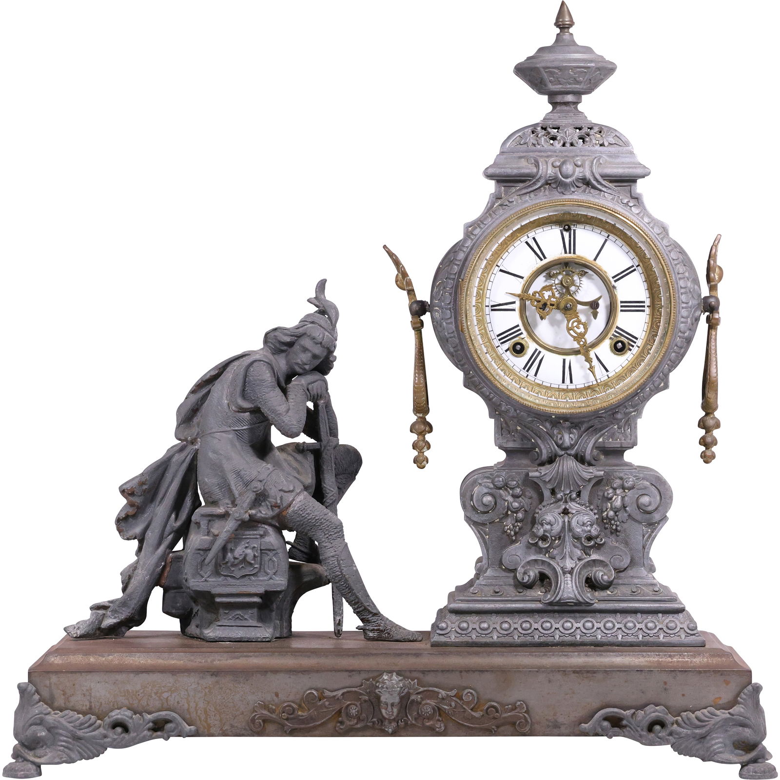 19th C Ansonia Figural Mantel Clock Tasso Cast Spelter With 1881 Movement (1 of 20)