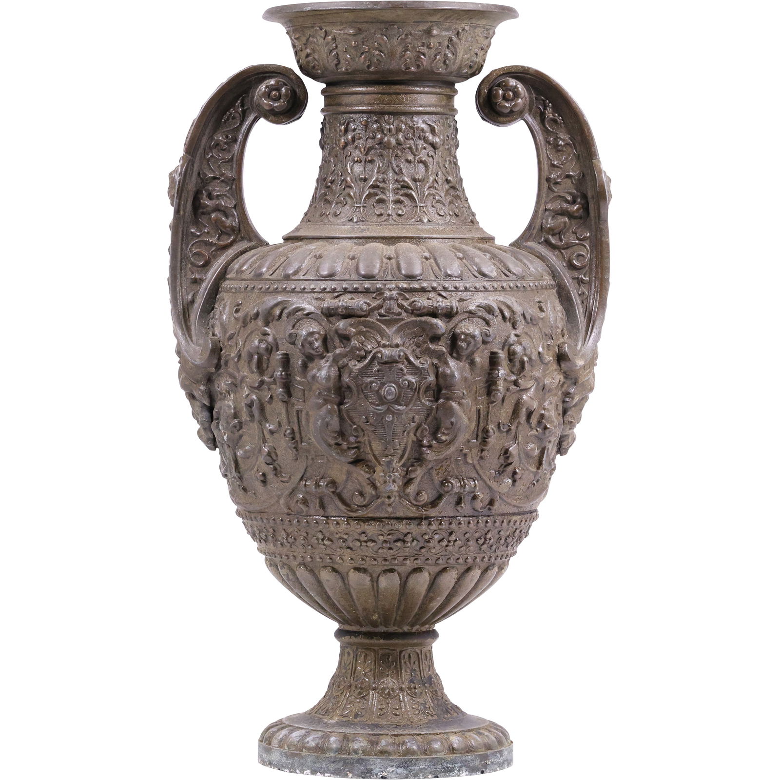 19th C. Greco-Roman design Ornate Bronze Two Handled Vase 16 in. height x 9 in. wide (1 of 20)