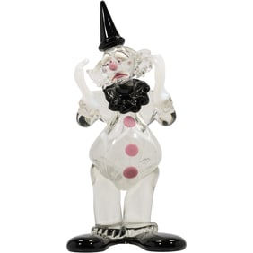 Stuart Abelman art glass clown sculpture titled "The Weight of the World". Signed, Edition 10/100