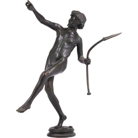 1880s French Antique Bronze Sculpture “Find in Pompeii!” by Hippolyte Moulin