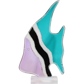 Large Shlomi Haziza Signed Modern Acrylic Tropical Angelfish Sculpture