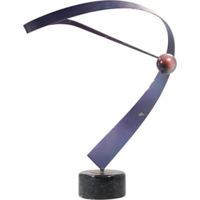 Curtis Jere , Metal Abstract Kinetic Ribbon Sculpture 25 inches height x 22.5 in. wide