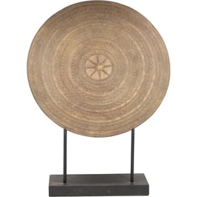 Antique Asian Bronze Drum Top Disc Mounted on a Stand as a Sculpture 20.25 in. diameter