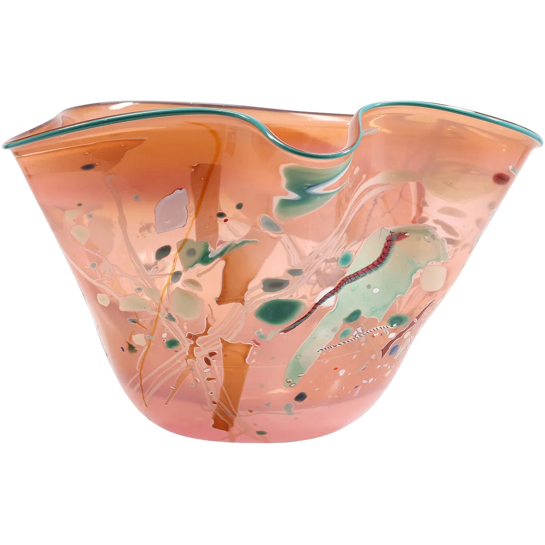 Signed Stephen R Nelson Handblown Abstract Art Glass Freeform Studio Sculpture Multi Colors in Pink (1 of 20)