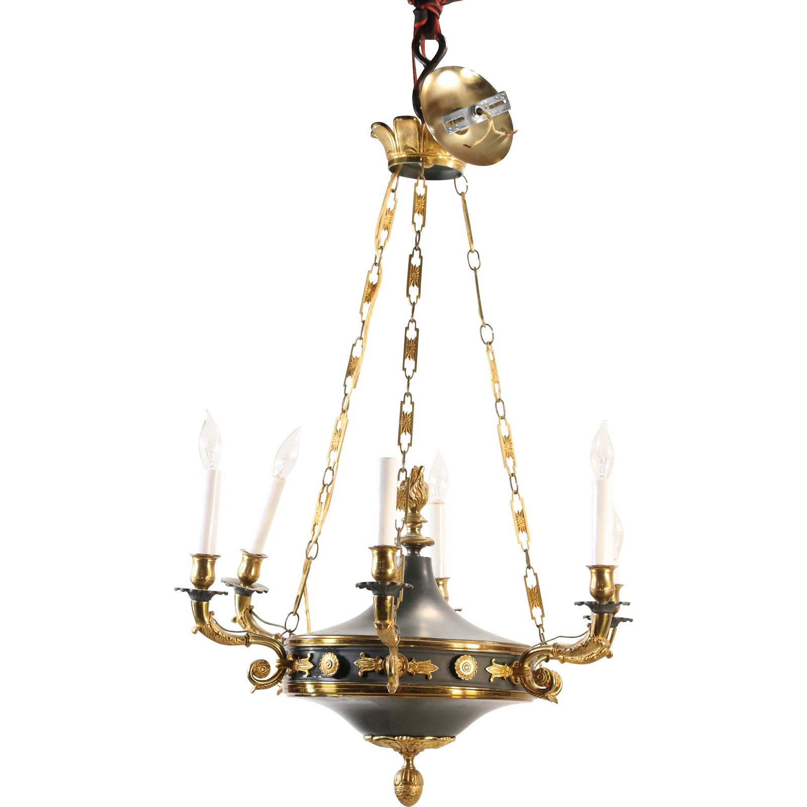 Neoclassical or French Empire style Chandelier 6-Arm, Electric, Gilt Bronze, 22 in. diameter (1 of 15)
