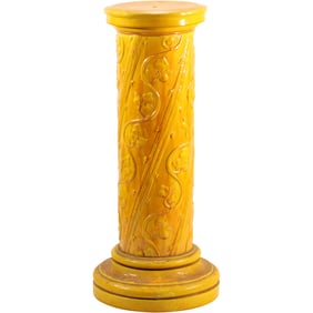 Burmantofts Faience Yellow Glazed Pottery Pedestal Stand England circa 1880–1904