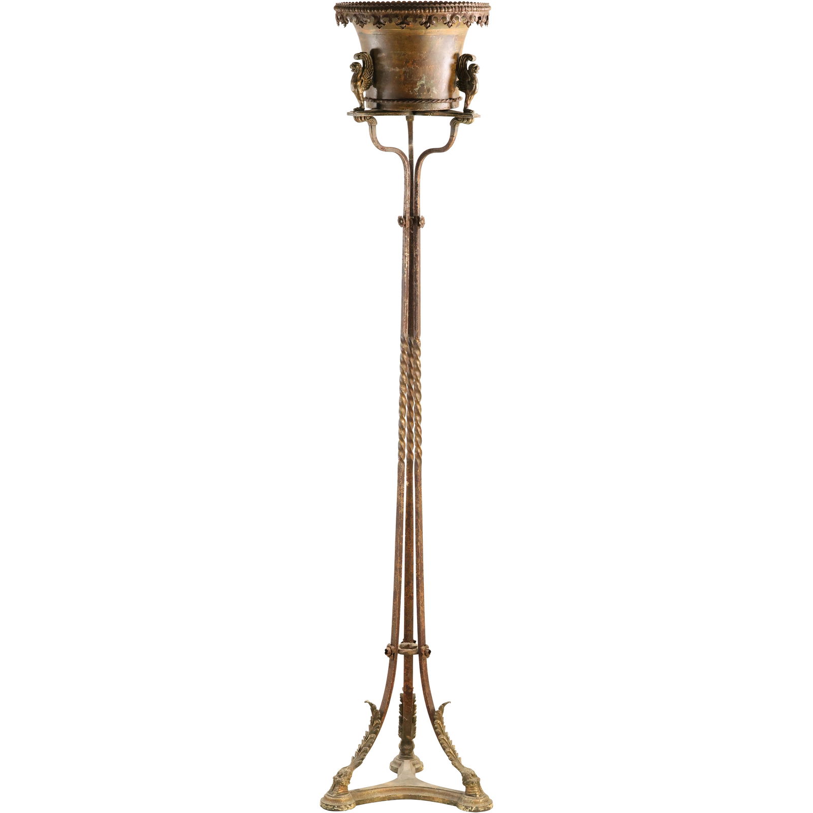 Oscar Bach Attributed Neoclassical Tall Wrought Iron Plant Stand with with Griffon Handles (1 of 20)