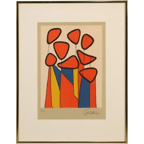 Alexander Calder (1898-1976), Framed Lithograph is titled Composition (Squash Blossoms) created 1973