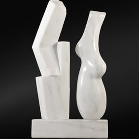 IMPORTANT Abstract Marble Sculpture By Pearl Levy, Canadian Artist with Exhibition Catalogue