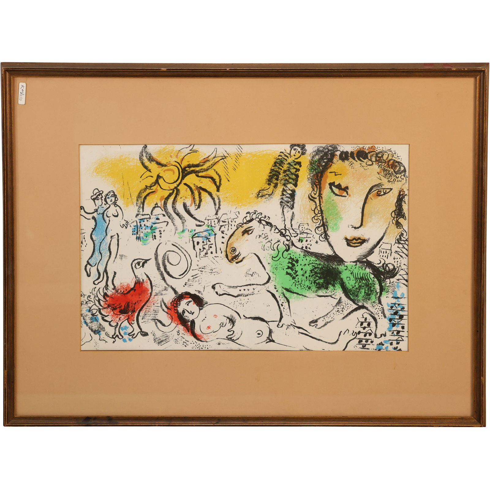 Marc Chagall, Titled Le Cheval Vert (meaning "The Green Horse") Color Lithograph with COA on Verso (1 of 19)
