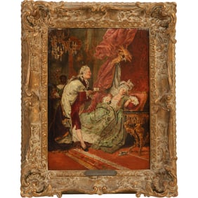 Ecole Francaise After Gyula Benczúr, Louis XV Dans Le Boudoir De La Dubarry Oil on Canvas Painting