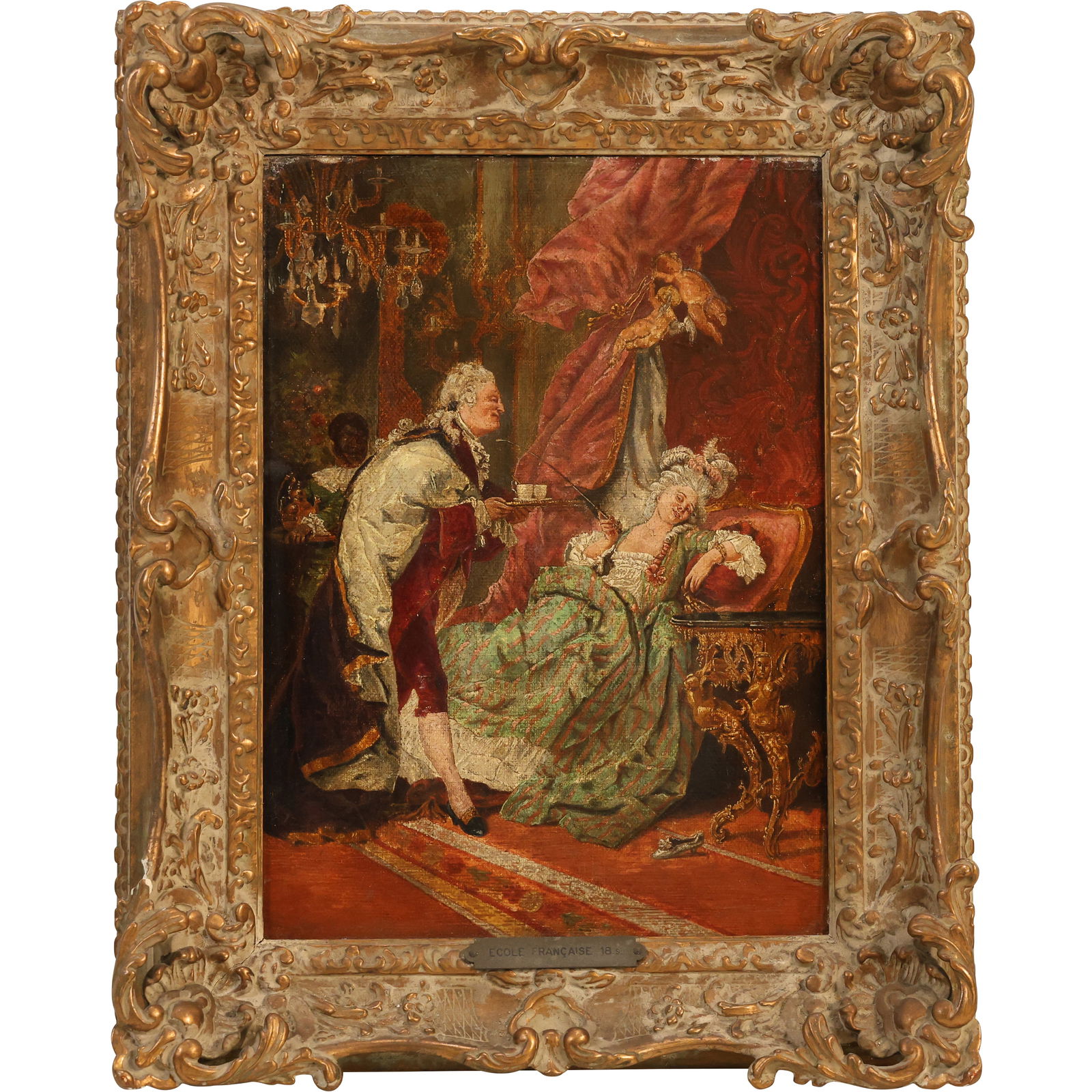 Ecole Francaise After Gyula Benczúr, Louis XV Dans Le Boudoir De La Dubarry Oil on Canvas Painting (1 of 18)