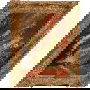 Ecole Francaise After Gyula Benczúr, Louis XV Dans Le Boudoir De La Dubarry Oil on Canvas Painting: Ecole Francaise After Gyula Benczúr, Louis XV Dans Le Boudoir De La Dubarry Oil on Canvas Painting. 19th C., Original Frame.