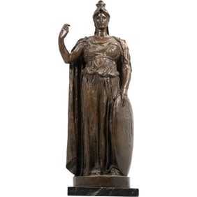 Attilio Piccirilli (1866 - 1945) Bronze Statue of Athena, the Greek Goddess of Wisdom, War, Strategy