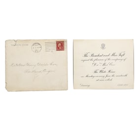 2x President Taft White House Invitation for Dancing, 1911 White House Card