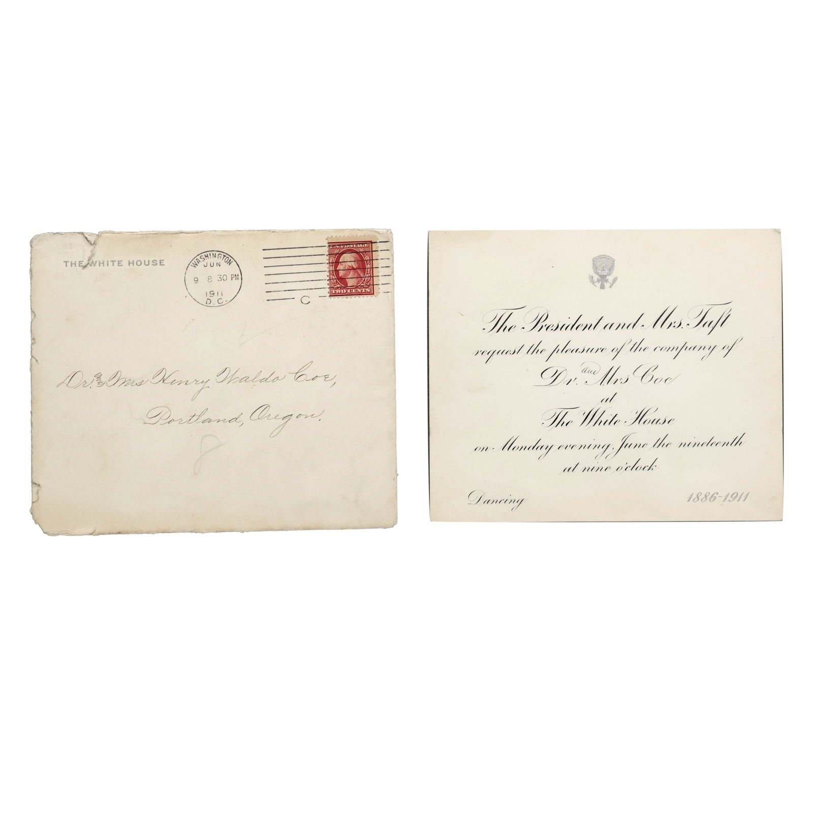 2x President Taft White House Invitation for Dancing, 1911 White House Card (1 of 14)