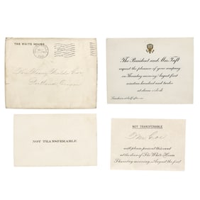 2 White House Invite Cards, 1912 President William Howard Taft Administration