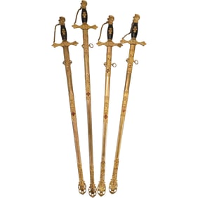 Set of Four Knights Templar Masonic Swords by Ames Sword Co Chicopee Massachusetts