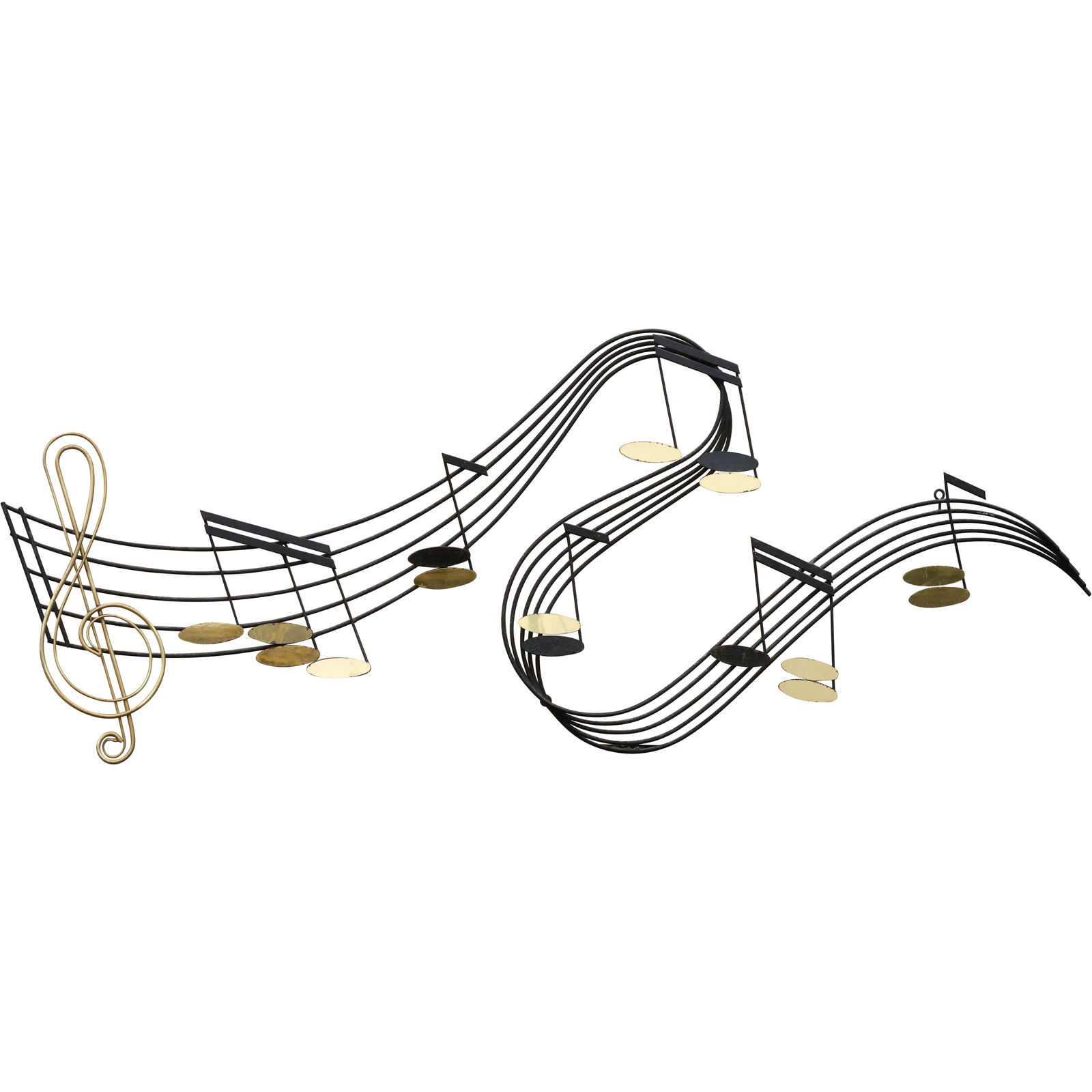 Signed Curtis Jere Musical Wall Sculpture: Brass & Iron Bar 63 inches length x 24 inches (1 of 16)