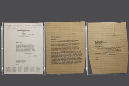 Archive of Roosevelt Memorial Association Correspondence to Dr Henry Waldo Coe Three Letters 1925