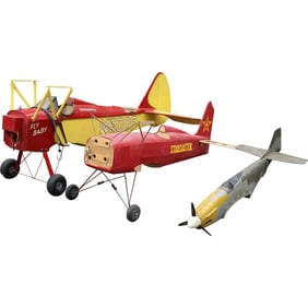 For Restoration: three model airplanes, likely radio-controlled (RC) aircraft. two larger biplanes,