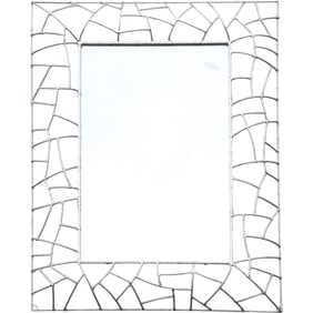 Metal Frame rectangular wall mirror with a silver mosaic Open Wide Frame.