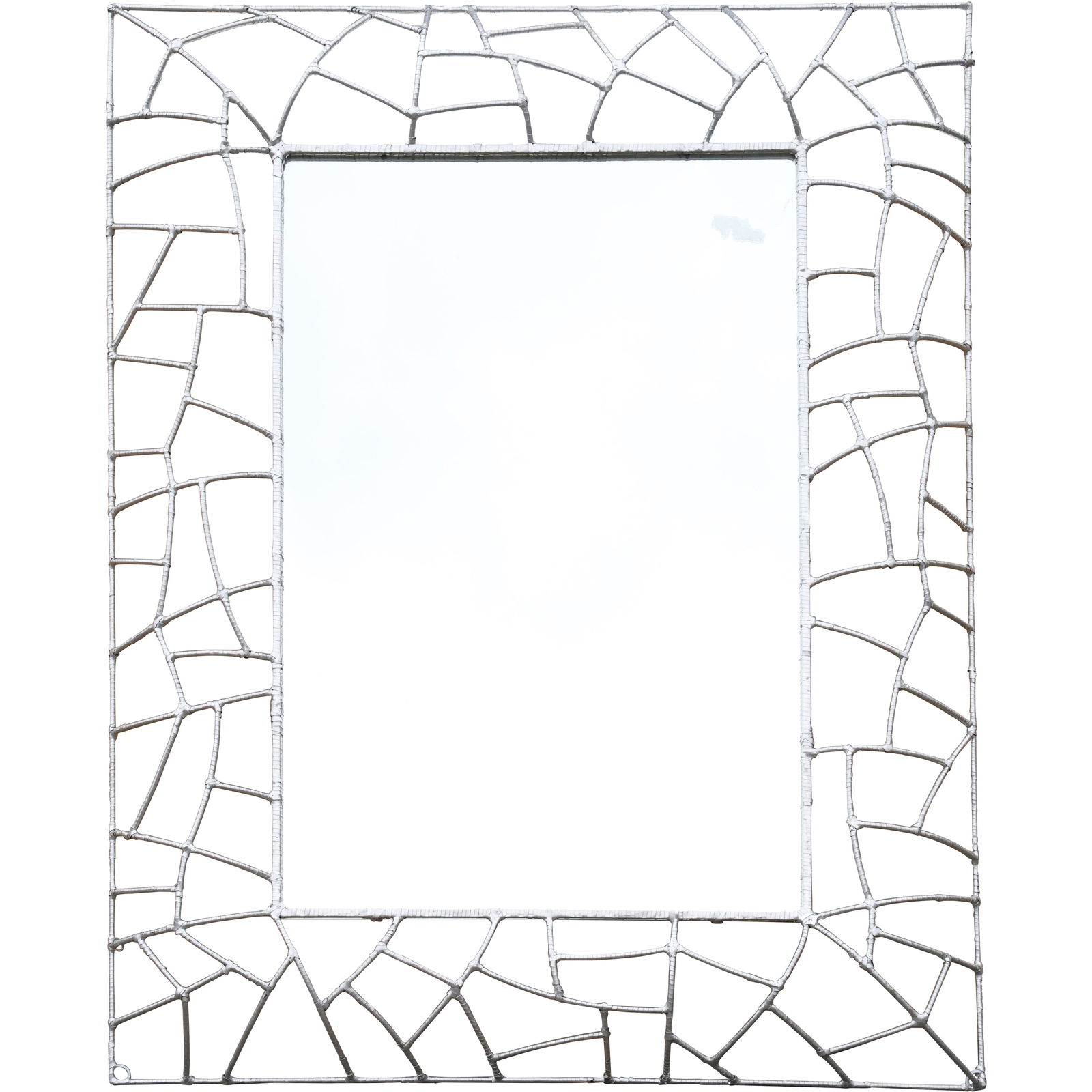 Metal Frame rectangular wall mirror with a silver mosaic Open Wide Frame. (1 of 11)