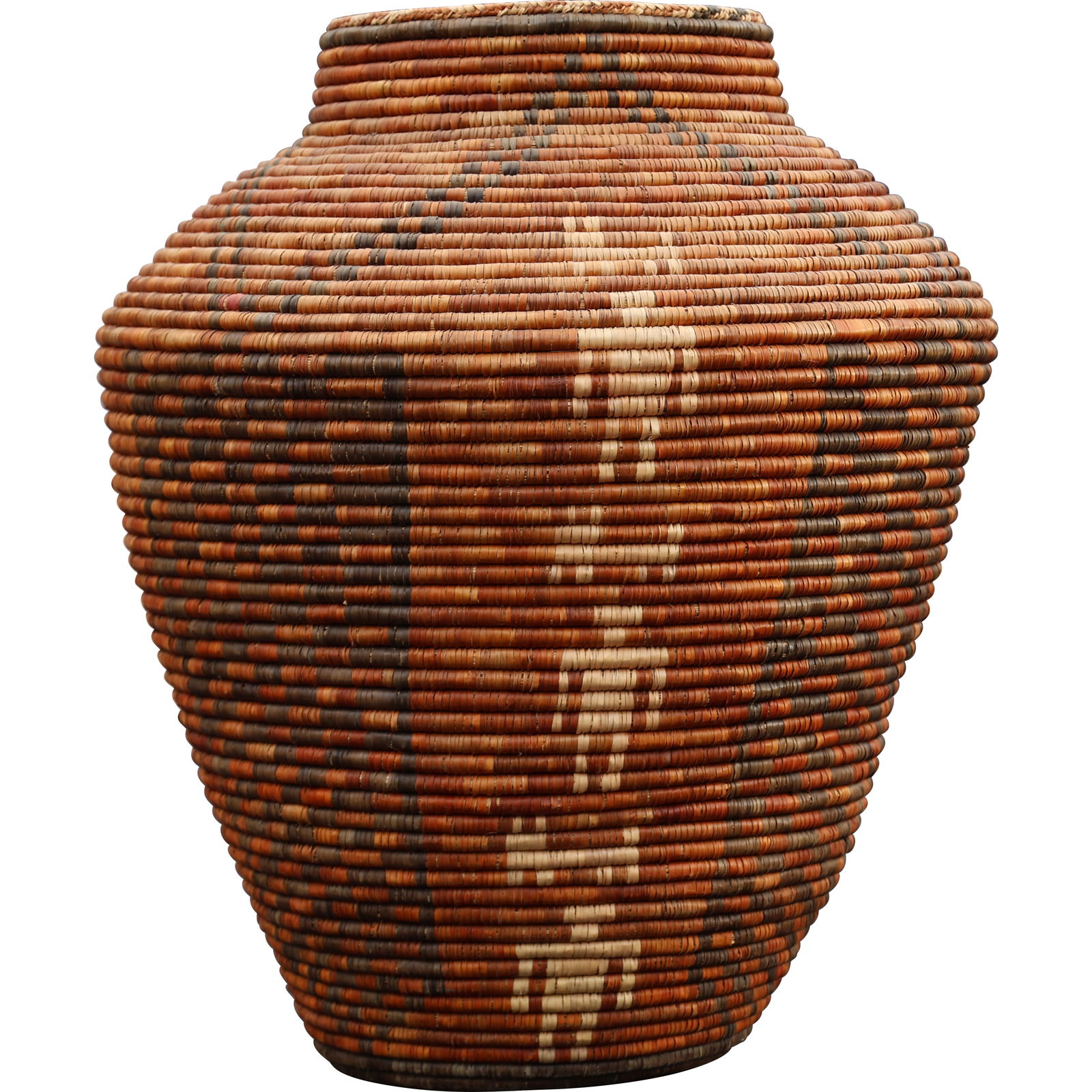 antique Southwestern Native American coiled basket, possibly an Apache or Yavapai olla (jar) 32 in. (1 of 7)