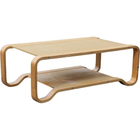 Vintage Blond Wood Vilaby Bentwood Coffee Table in the Style of Alvar Aalto; 43 in. length