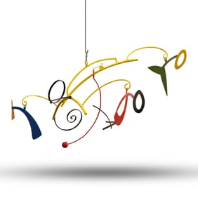 Large 7ft Mid Century Modern Hanging Metal Mobile Kinetic Sculpture