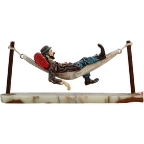 Large Ron Lee [1947-2017] Signed "Clown Resting in a Hammock" Sculpture