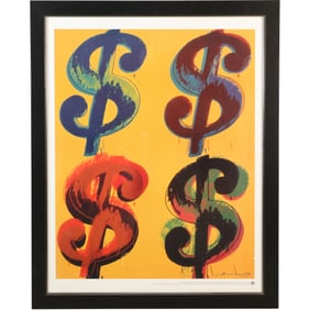 ANDY WARHOL, Off Set Lithograoh, "4 Dollar Sign", 2000, Cerificate on Provenance on Verso