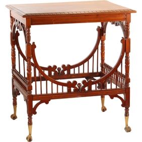 Circa 1900 American Aesthetic Movement Walnut Parlor Table, Ball and Claw Feet