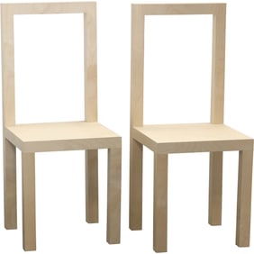 2 Jaclyn Pappalardo La Curva Minimalist Wood Chairs From Popup Louis Vuitton Store NYC