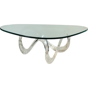 Charles Hollis Jones Mid Century Lucite Infinity Coffee Table with Shaped Glass Top