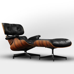 1977 Charles and Ray Eames for Herman Miller Rosewood and Leather Lounge Chair & Ottoman