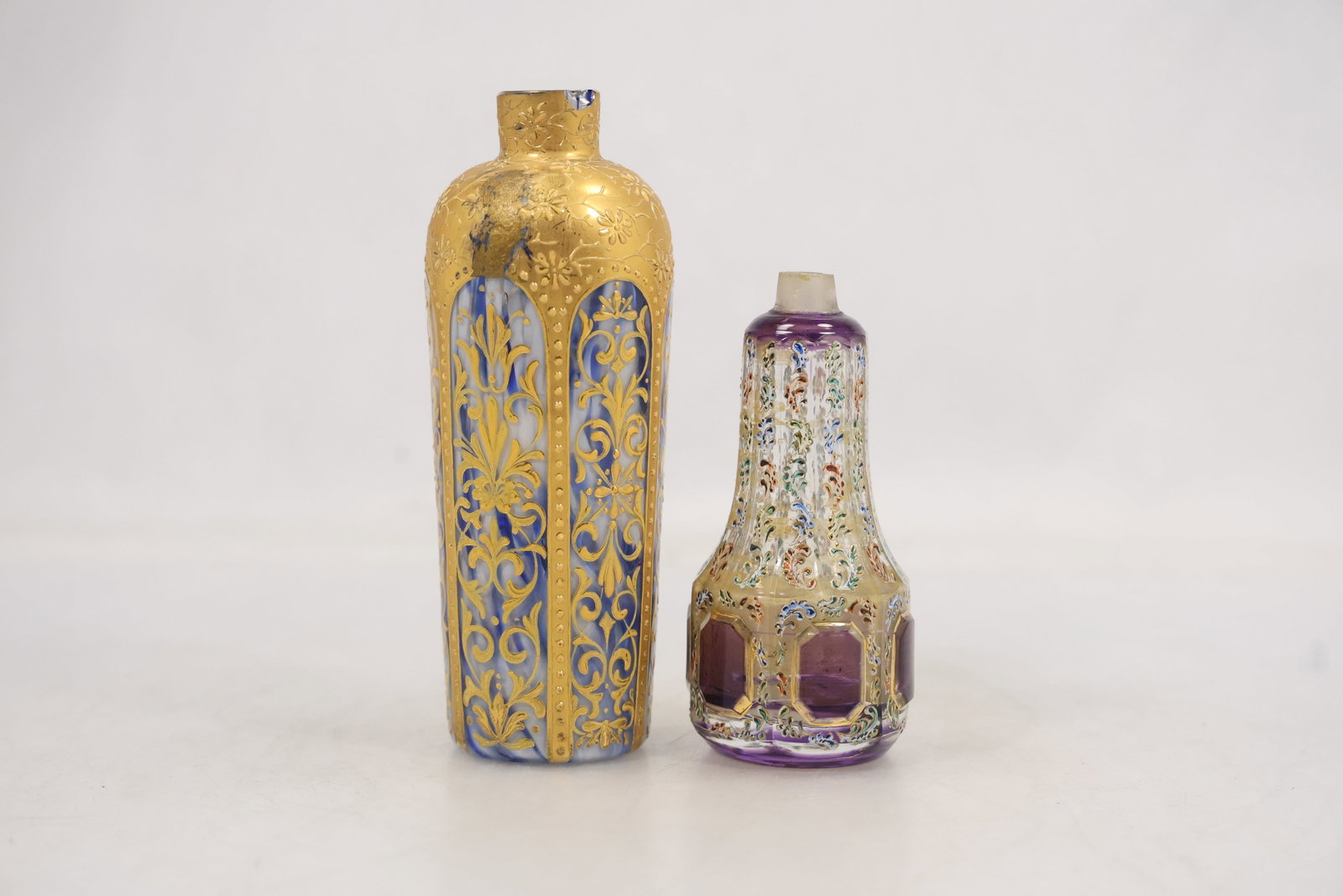 Two Bohemian Style Gilt and Enameled Art Glass Vases (1 of 16)