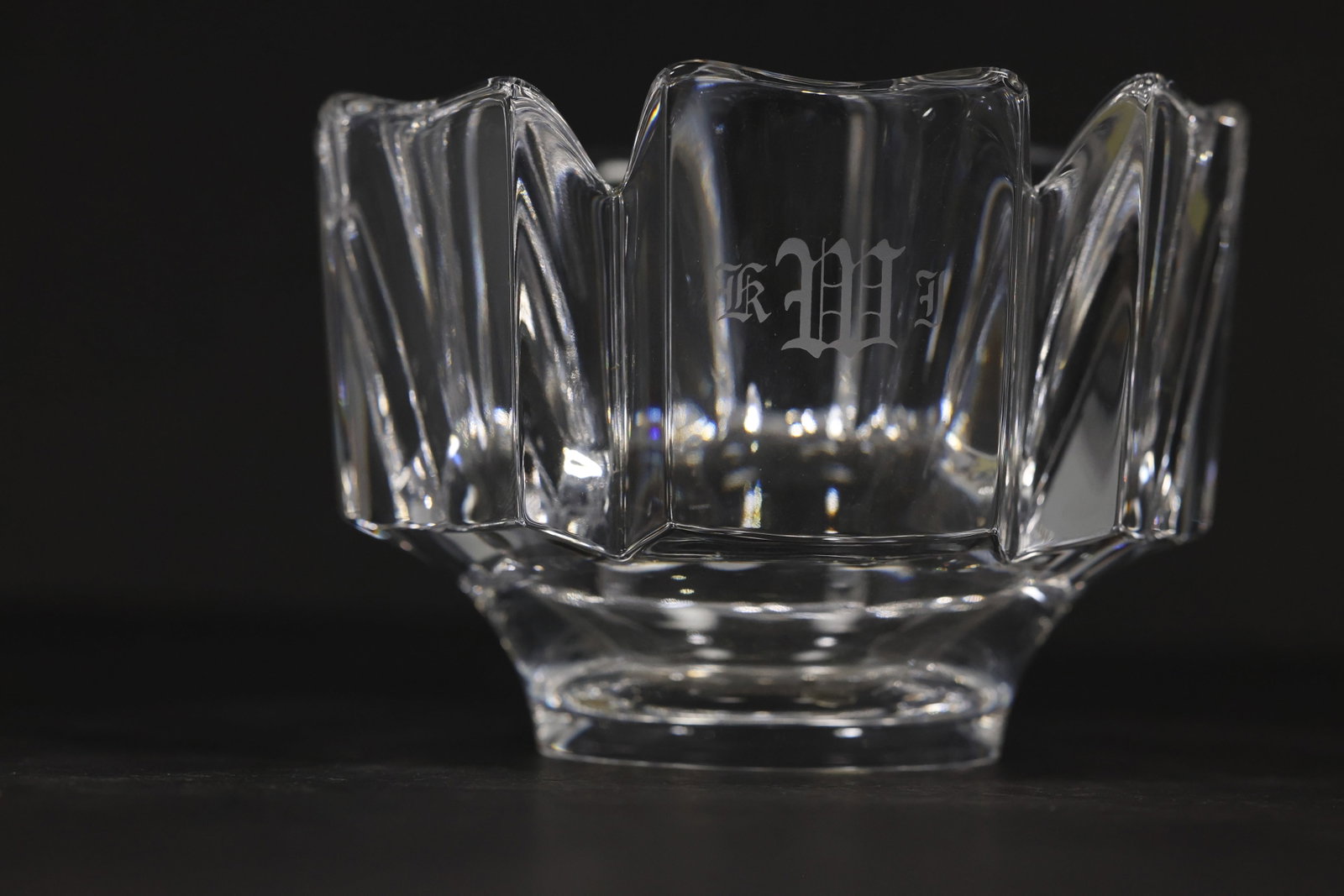 Orreffors Monogrammed Clear Glass Votive Bowl or Open Salt Cellar (1 of 14)