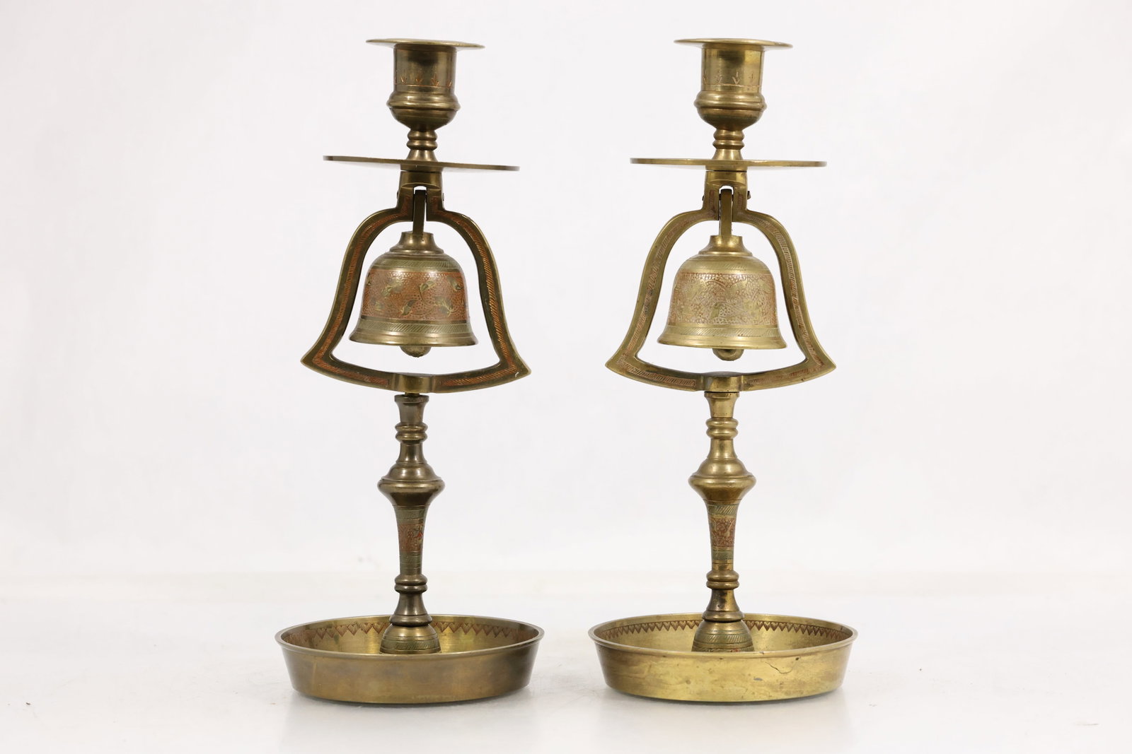 Pair of Brass Bell Form Chambersticks or Candlesticks (1 of 14)