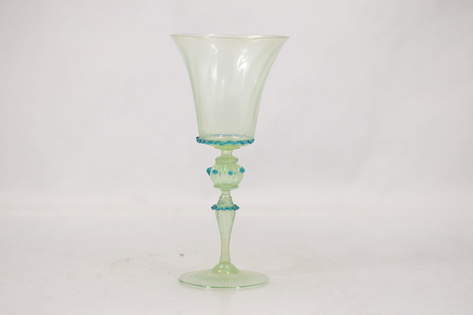 Salviati Venetian Green and Blue Applied Glass Goblet (1 of 9)