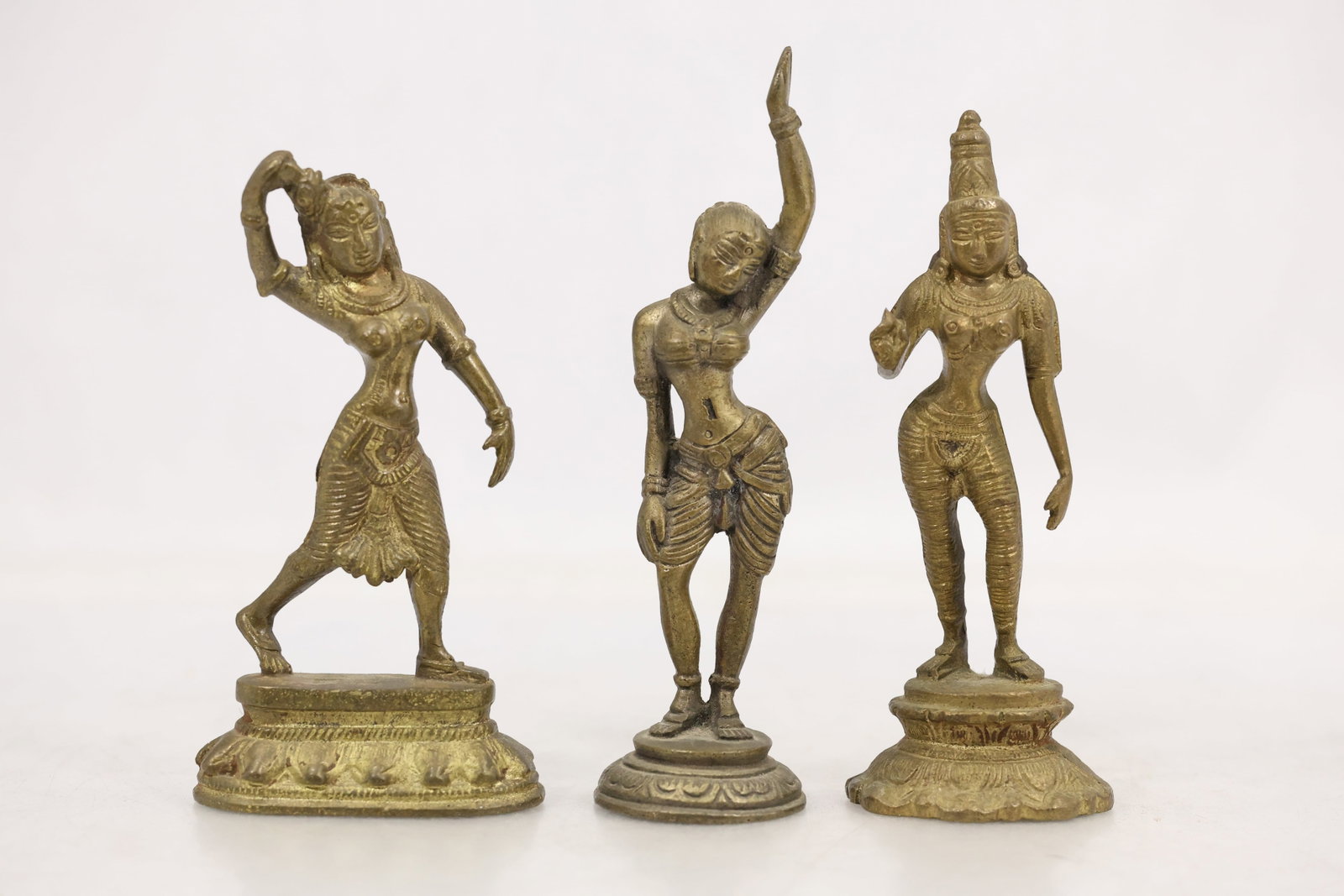 Group of Three Brass Hindu Deity and Dancer Figures (1 of 20)