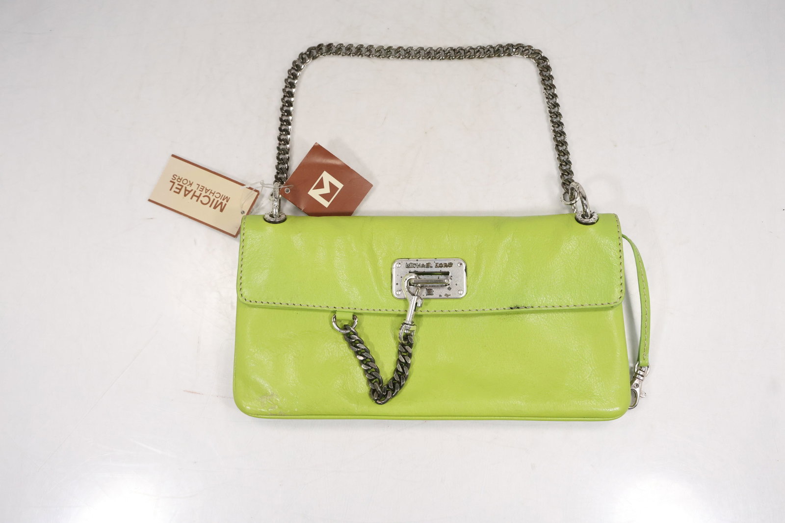 Michael Kors Neon Green Leather Chain Strap Clutch Shoulder Bag with Tags (1 of 13)