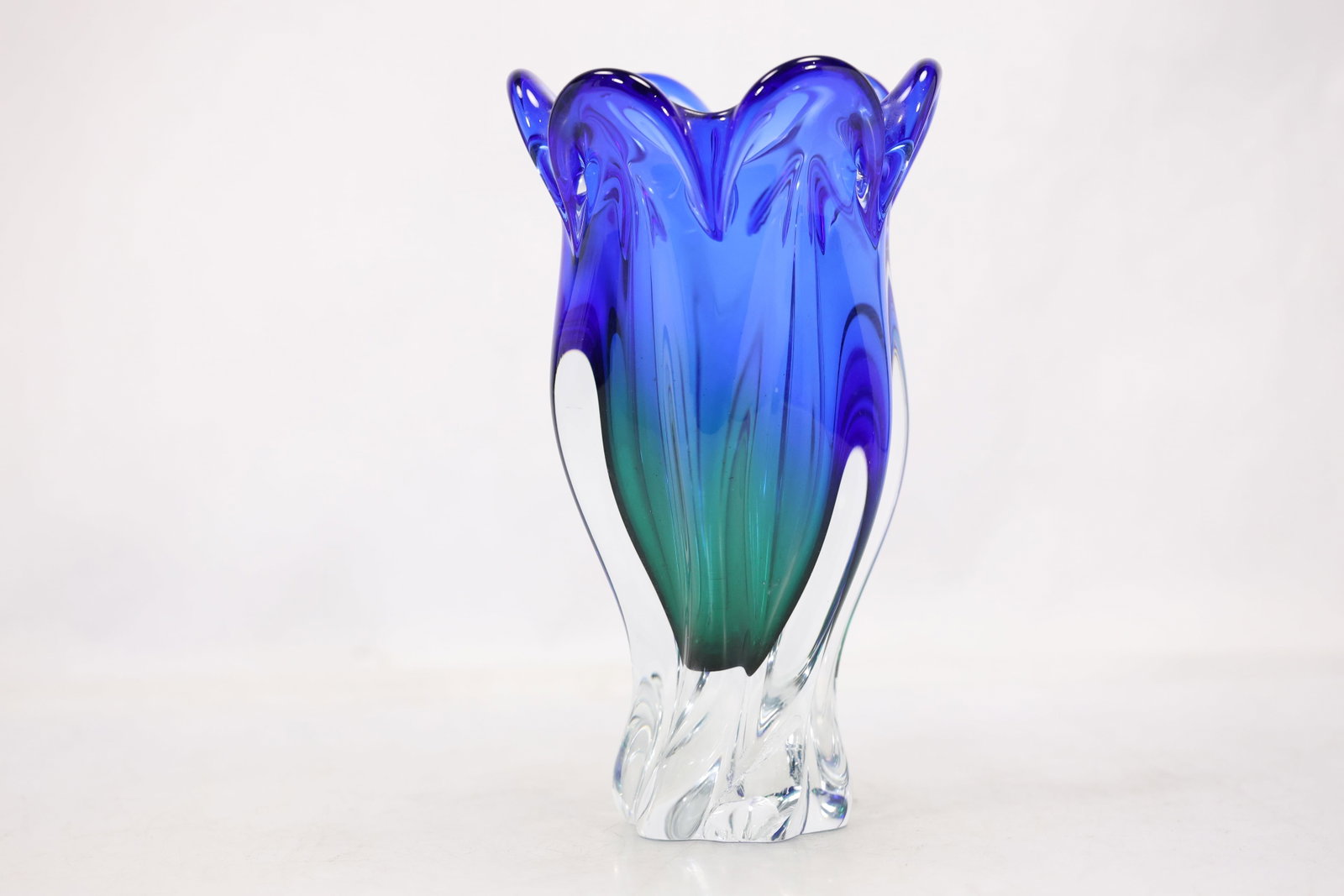 Cobalt Blue & Emerald Art Glass Vase (1 of 14)