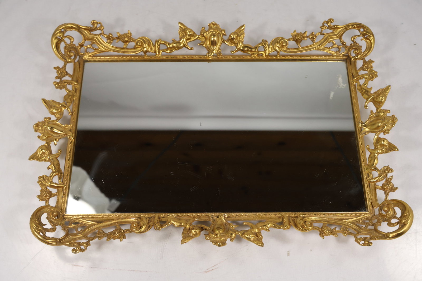 Ornate Rococo Style Gilt Metal Wall Mirror (1 of 15)