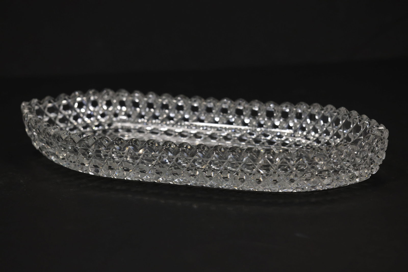 Oval Pressed Glass Relish Tray with Diamond Point Pattern (1 of 13)