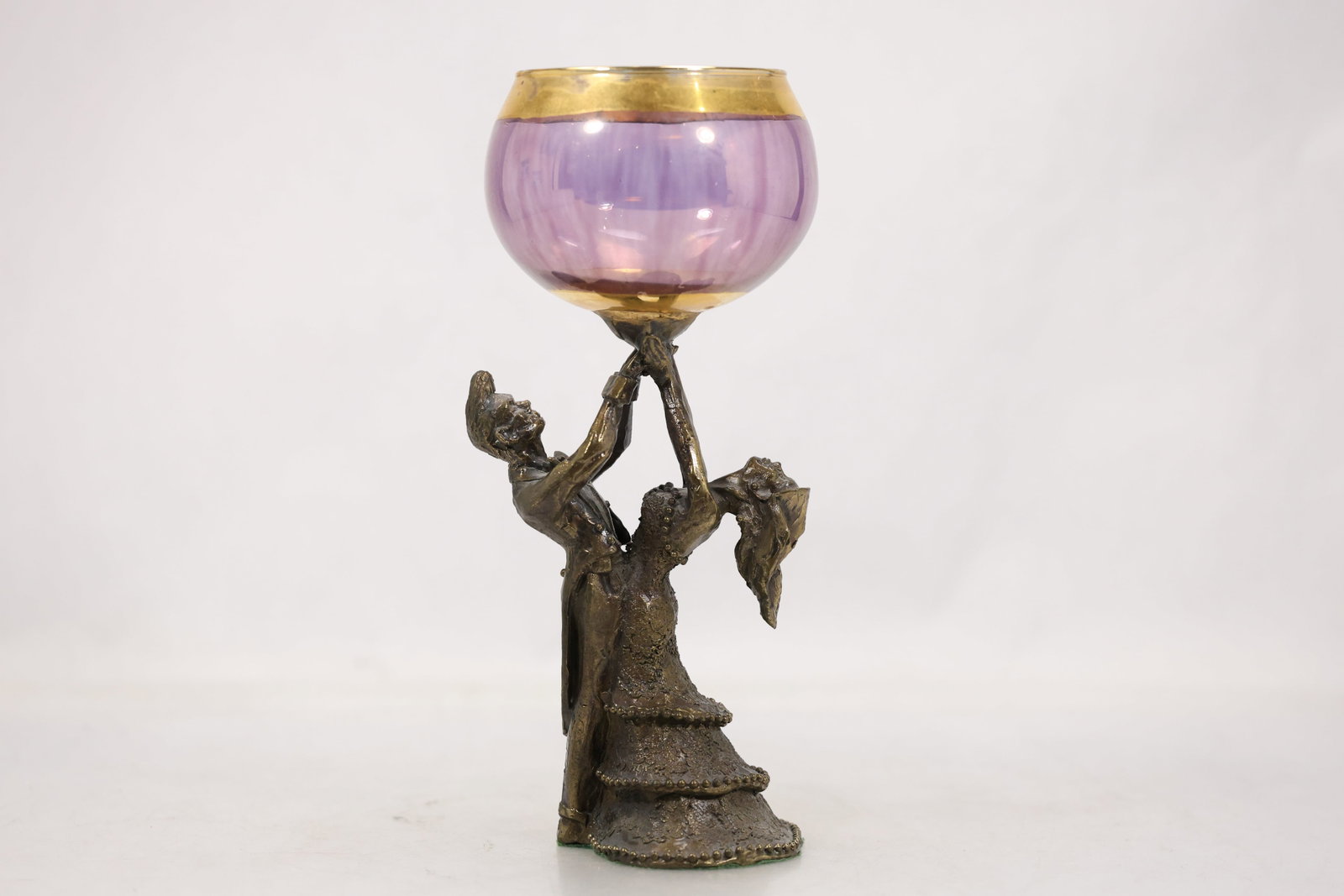Art Nouveau Style Figural Compote with Amethyst Glass Bowl (1 of 14)