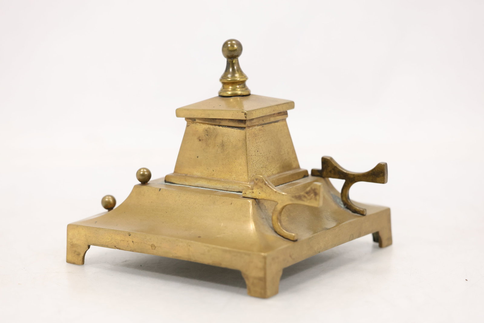 Brass Desk Inkwell With Pen Rests (1 of 6)