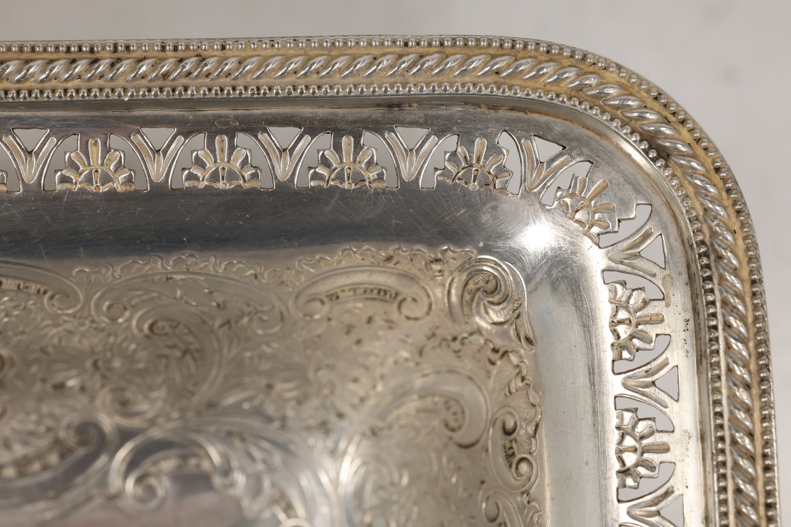 English Silverplate Rectangular Pedestal Serving Dish - 10