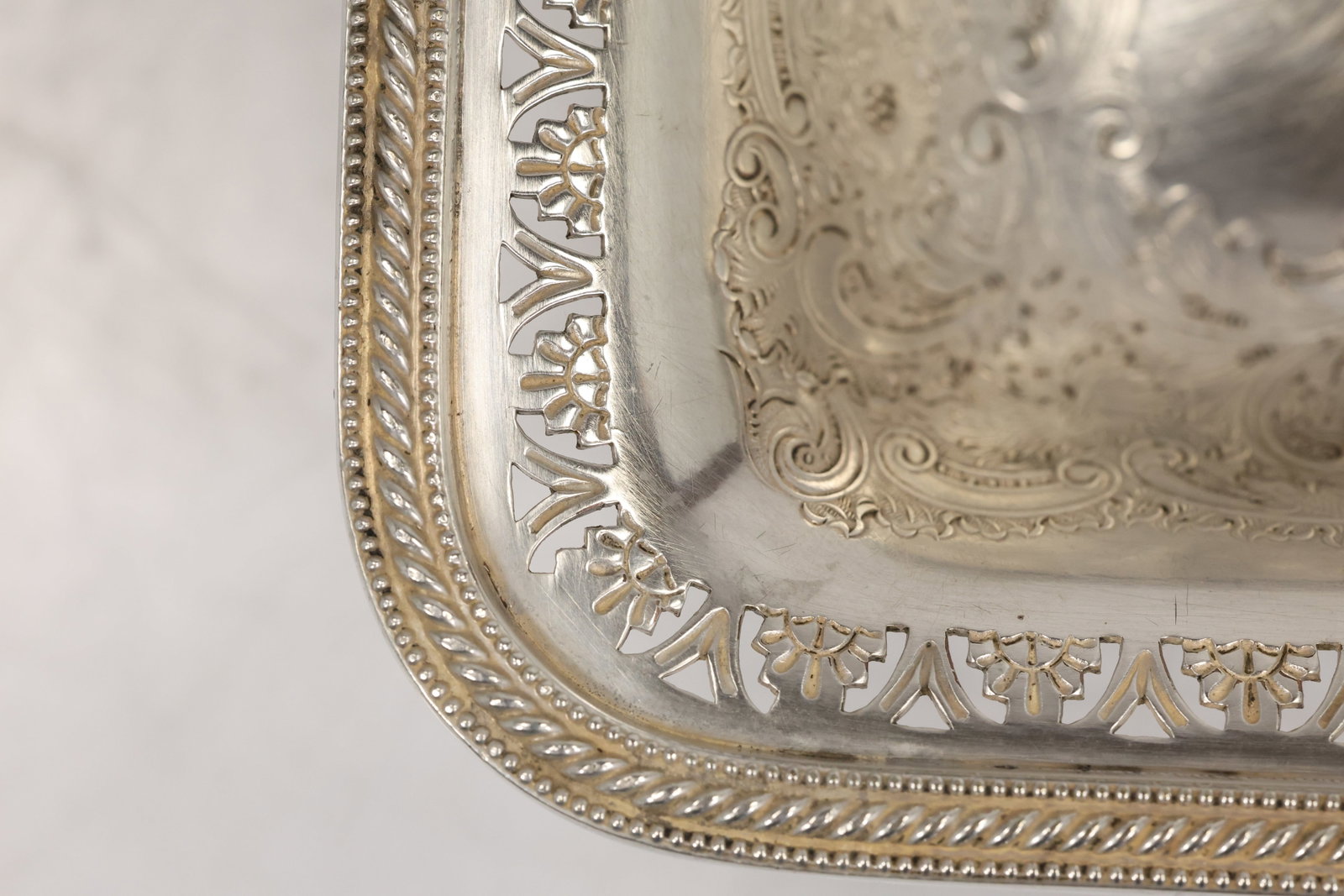 English Silverplate Rectangular Pedestal Serving Dish - 11